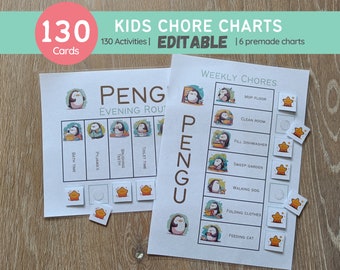 Customizable Chore Chart - Visual Schedule for Kids - Montessori Morning & Evening Routine Charts - Printable Homeschool - Daily Rhythm