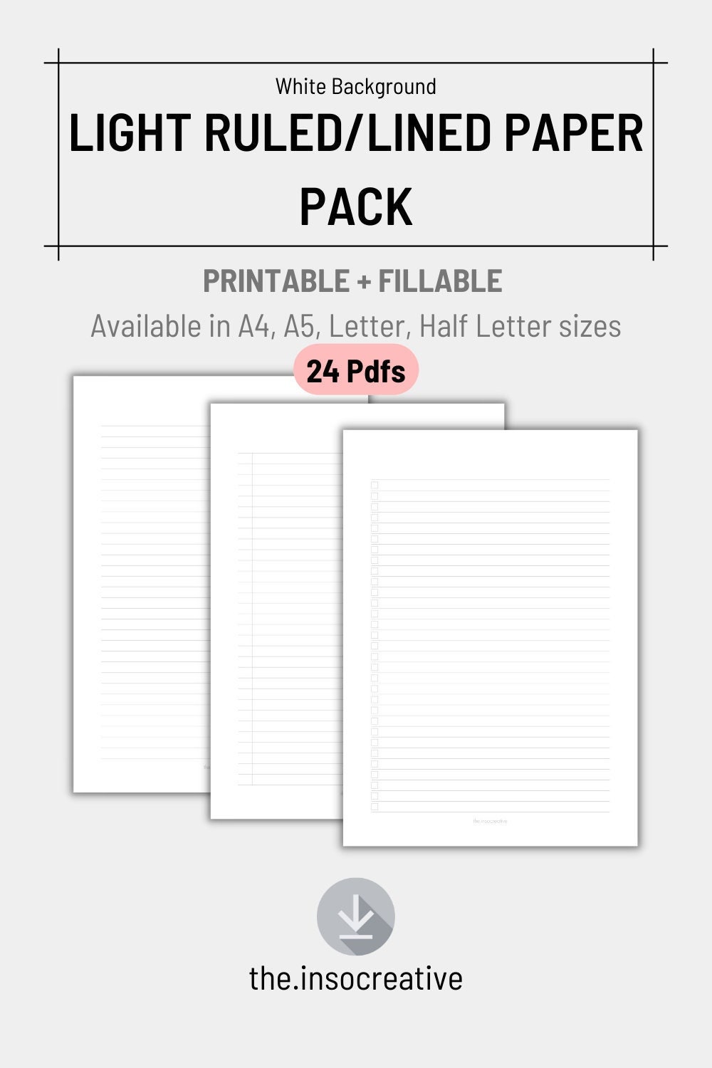 Light Line Ruled/lined Paper Pack for Productivity Digital - Etsy UK