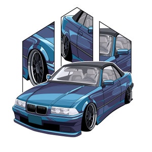 Digitales Auto Illustration, individuelles Auto Poster, Auto Portrait, Auto Kunst, personalisiertes Auto Foto, Geschenk für Männer/Auto-Liebhaber/Freund/Vater/Bro
