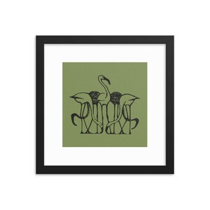 Framed Vintage Art Print - Five flamingos (ca. 1892) by Gerrit Willem Dijsselhof