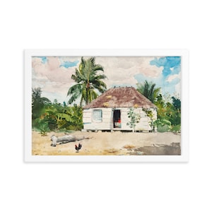Framed Classic Art Print - Native hut at Nassau (ca. 1885) by Winslow Homer