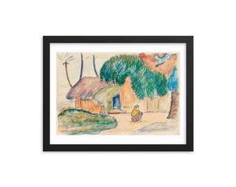Impression d'art classique encadrée - Cabane tahitienne (ca. 1891) par Paul Gauguin