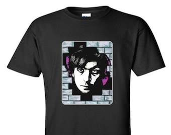 Syd Barrett (Pink Floyd) Adult Black Crew Tshirt -  Orig Artwork of Psychedelic Rock Music Legend - uk -T1
