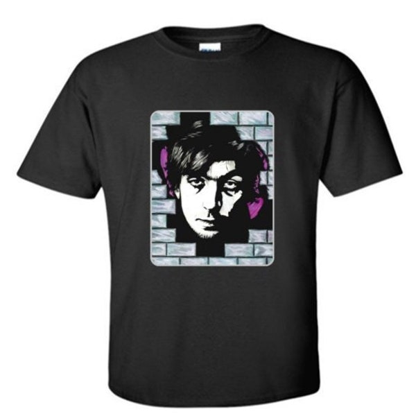 Syd Barrett (Pink Floyd) Adult Black Crew T-shirt -  Orig Artwork of Psychedelic Rock Music Legend - uk T1