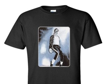 The King of Pop Adult Black Crew T-shirt - Original Artwork of Music Legend Michael Jackson -T1
