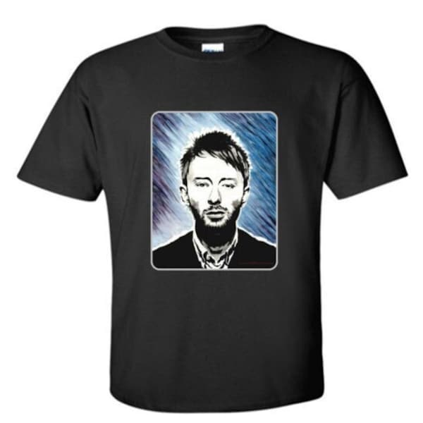 Karma Police Adult Black Crew T-shirt - Alternative Rock Music Legend Thom Yorke (Radiohead) - uk T1