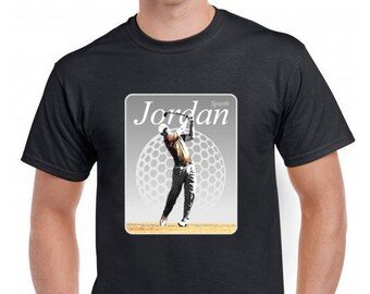 Jordan Spieth Adult Black Crew T-shirt - Original Golf Artwork - T1
