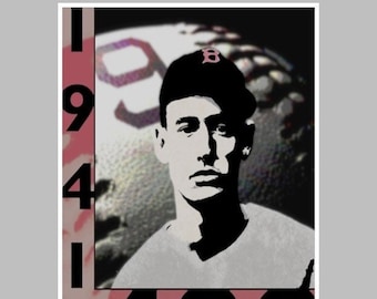 Ted Williams 406 - Boston -- 13x19 Classic Beantown Baseball Wall Art Poster / Print -T2