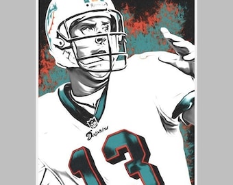 Dan Marino - Miami -- 13x19 Florida Football Wall Art Poster / Print - South Beach - T1
