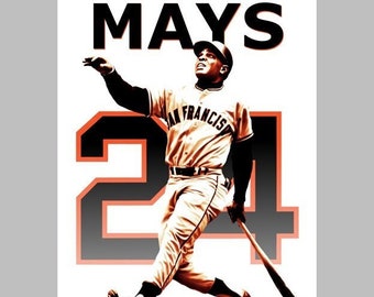 Willie Mays 24 - San Francisco -- 13x19 Classic SF Baseball Wall Art Poster / Print - CA - T1