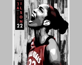 A'ja Wilson - Las Vegas -- 13x19 Basketball Wall Art Poster / Print -T1
