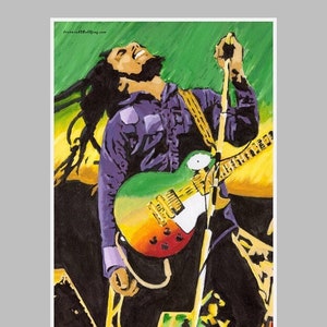 Bob Marley - Original Artwork of Reggae Music Legend -- 13x19 Wall Art Poster / Print - Rasta T1