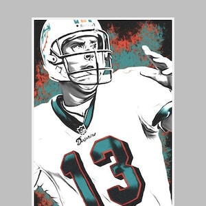 Dan Marino - Miami -- 13x19 Florida Football Wall Art Poster / Print - South Beach -T1