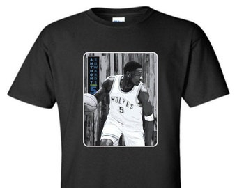 Anthony Edwards - Minnesota -- Basketball Adult Black Crew T-shirt -T1