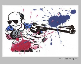 Hunter S Thompson - Original Raoul Duke Artwork "Red, White, & Shoot" -- 13x19 Wall Art Poster / Print - T1