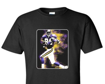 Randy Moss - Minnesota -- Classic Twin City Football Adult Black Crew T-shirt - skol - T1