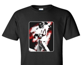 Deion Sanders - Atlanta -- Classic Georgia Football Adult Black Crew T-shirt - GA - T1