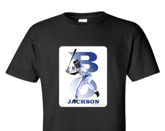 Bo Jackson - Kansas City - Camiseta clásica de béisbol negra para adultos - KC -T1