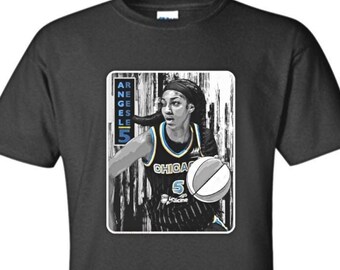 Angel Reese - Chicago -- Basketball Adult Black Crew T-shirt - T1