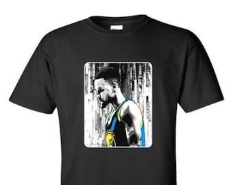 Stephen Curry - San Francisco -- Dub Nation Basketball Adult Black Crew T-shirt - GSW -T2