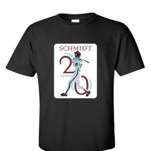 Mike Schmidt 20 - Philadelphia -- Classic Phils Baseball Adult Black Crew T-shirt - PA - T1
