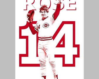 Pete Rose 14 - Cincinnati -- 13x19 Classic Cincy Baseball Wall Art Poster / Print - OH - T1