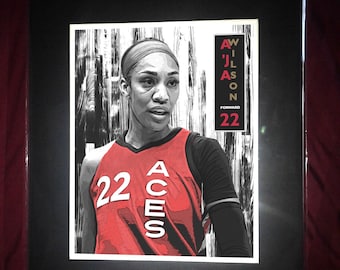 A'ja Wilson - Las Vegas -- Basketball Matted Wall Art Print - T2