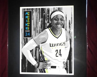 Arike Ogunbowale - Dallas -- Basketball Matted Wall Art Print - T1