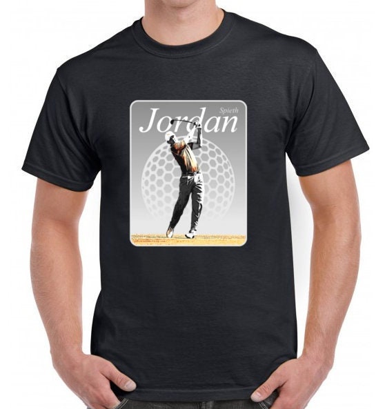 Jordan Spieth Adult Black Crew T shirt Orig Golf Artwork T1