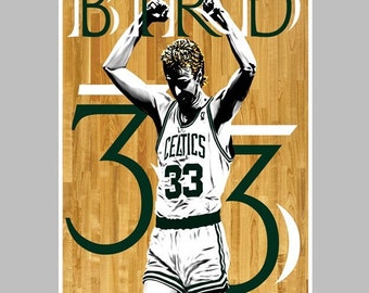 Larry Bird 33 - Boston -- 13x19 Classic Basketball Wall Art Poster / Print - T1