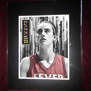Caitlin Clark - Indiana -- Basketball Matted Wall Art Print -T3
