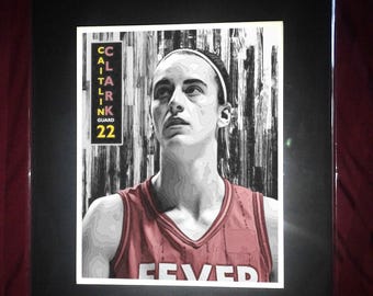 Caitlin Clark - Indiana -- Basketball Matted Wall Art Print - T3