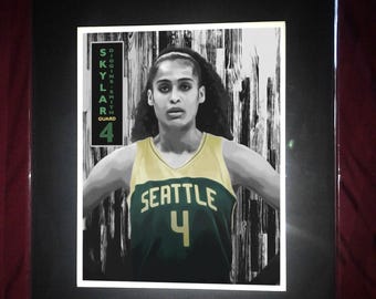 Skylar Diggins-Smith - Seattle -- Basketball Matted Wall Art Print - T1