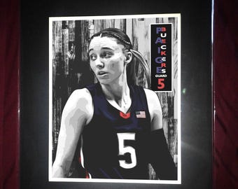 Paige Bueckers "Buckets" -- Basketball Matted Wall Art Print - CT -T1