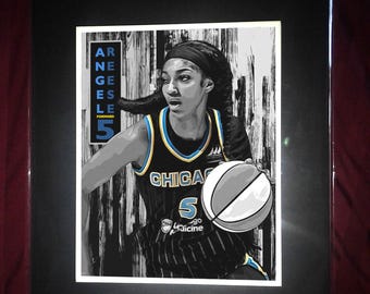 Angel Reese - Chicago -- Basketball Matted Wall Art Print - T1