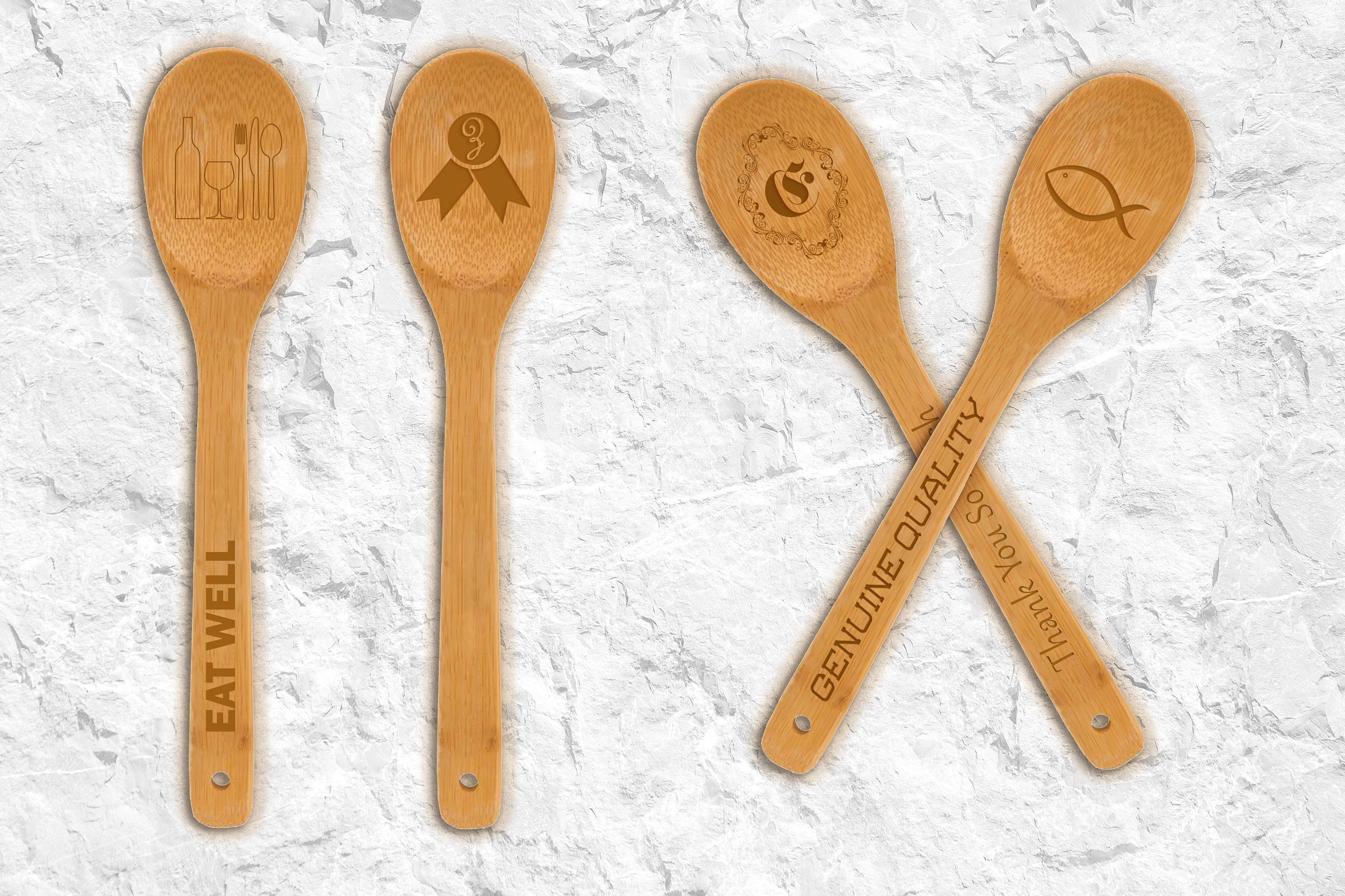 Quantity orders 125 Personalized Wooden Utensils - Monogram with Heart or Ampersand Design