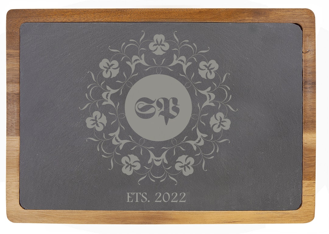 Personalized Acacia Wood & Slate Cheese Board | Custom Board | Laser ...