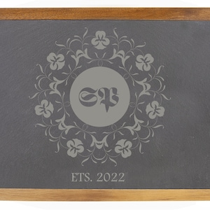 Personalized Acacia Wood & Slate Cheese Board | Custom Board | Laser Engraved Coffee Board | Kitchen Gift | Personalized Custom Gift