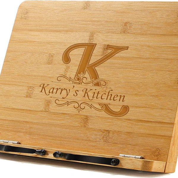 Personalized Bamboo Cookbook Stand | Custom Wooden Book Stand | Laser Engraved Stand | Kitchen Gift | Customized Recipe Stand | Gift for Mom