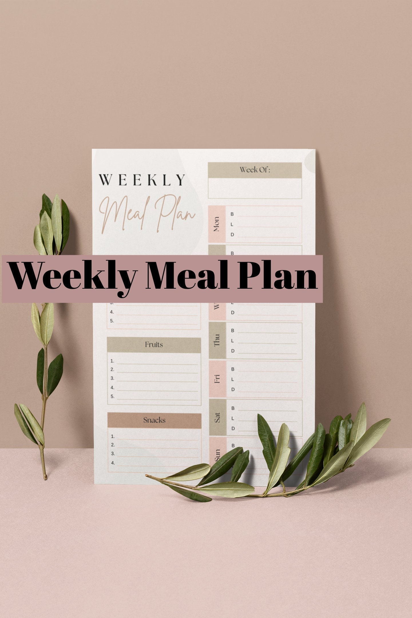 Weekly Meal Plan, Grocery List, Printable, Instant Download - Etsy