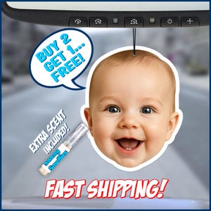 Custom Air Freshener - Custom Car Freshie - Custom Freshner - Custom Picture Air Freshener - Custom Face Freshener - Personalized  Freshener