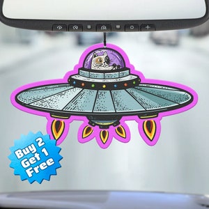 Funny Air Freshener - UFO Cat Air Freshener - Cute Air Freshener - Cool Air Freshener - Unique Air Freshener - Car Freshie - Gag Gift - Meme