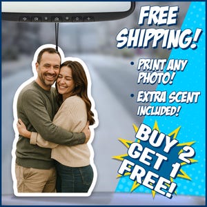 Picture Car Air Freshener - Custom Air Freshener - Personalized Air Freshener - Couples Gift - Printed Freshener - Dad Fathers Day