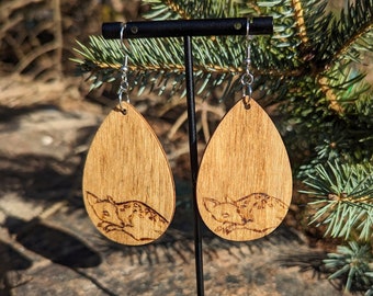 Fawn Earrings, Wood Burned Earrings, Woodland Animal Jewelry, Cottagecore Earrings, Boho Style Earrings, Animal Lover Gift For Women