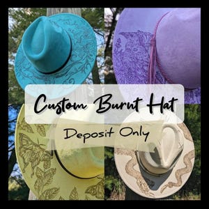 Custom Burnt Hat, Hand Burned Wide Brim Hat, Custom Burned Cowgirl Hats, Festival Hat, Keepsake Gift, Anniversary Gift, For Women, For Wife