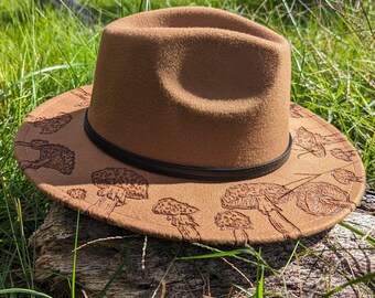Mushroom Burned Hat, Mushroom Engraved Cowboy Hat, Mushroom  display picture 3