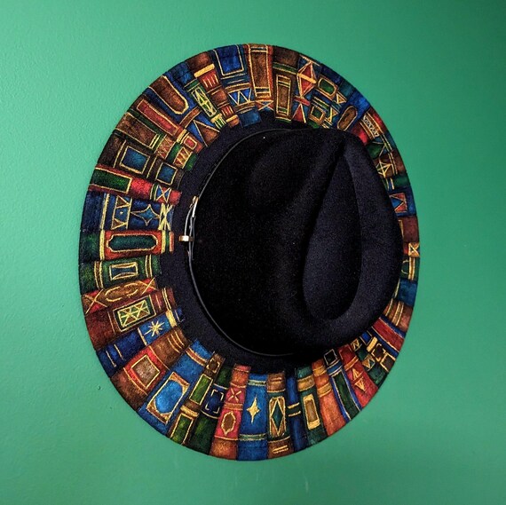 Book Hat, Hand Painted Fedora, Dark Academia Gifts, Birthday Gift For Reader And Writer, Bookish Birthday Gift Book lover, Gift For Bookworm