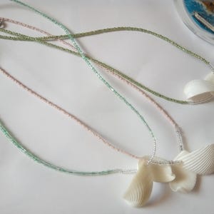 Miyuki pearl and shell necklace gift idea for her birthday gift Christmas gift holiday gifts sea unisex women&#39;s necklace