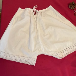 Lovely Edwardian Bloomers White Cotton Handmade Knickers Panties Shorts Broderie Anglaise 1920 Ribbon Closed Crotch Theatrical Drama Z3