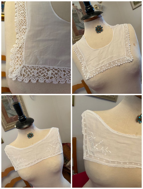 2 Antique French Lace embroidery Tulle Collars /Mo